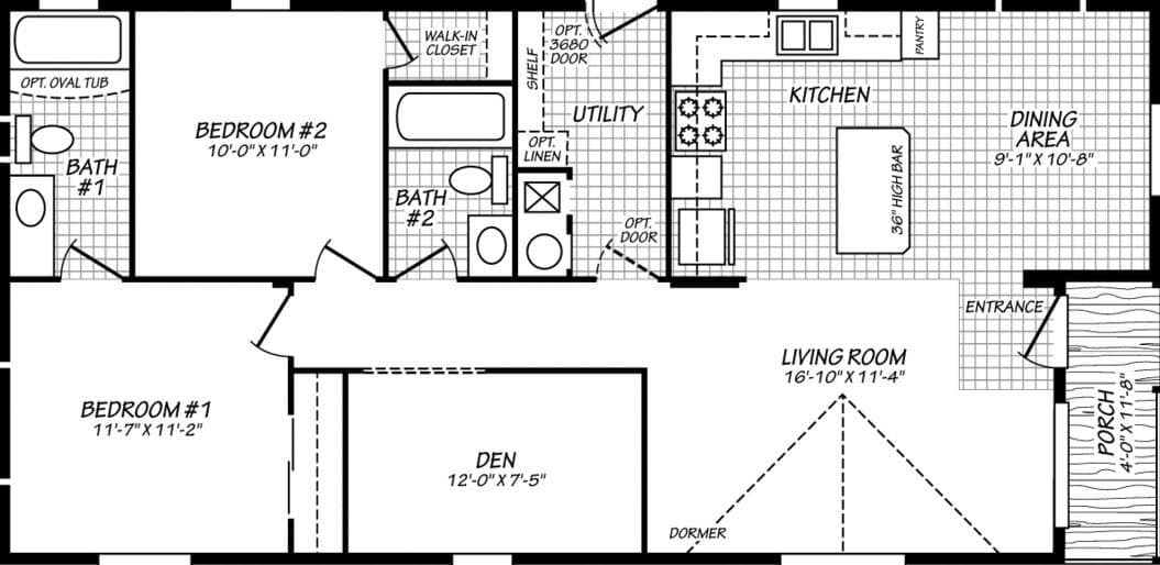 Evergreen 24482e floor plan home features